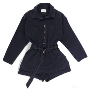 AUGUSTE THE LABEL Canyon Boyfriend Romper Black Denim 70s Boho Western Workwear